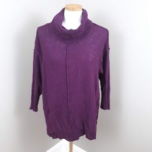 Two by Vince Camuto Sweater Tunic Cowl Neck Oversized Purple Large